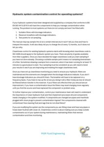 Contamination Control for Existing Hydraulic Systems