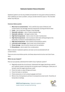 Hydraulic System Failure Checklist cover